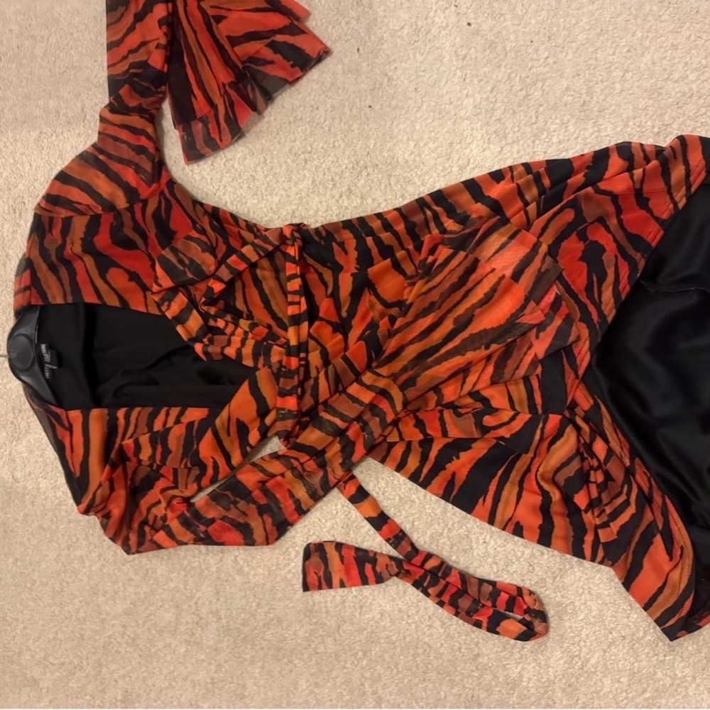 Elegant Tiger Print Wrap Dress